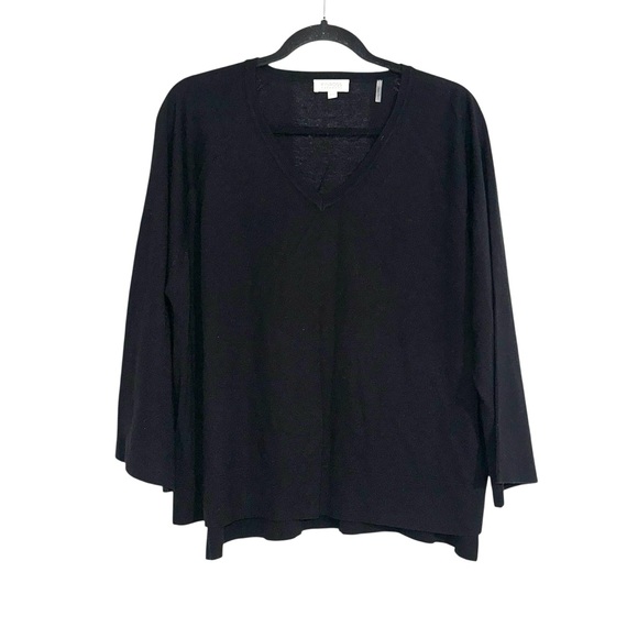 Kinross Cashmere Silk Blend Black V-Neck Long Sleeve Top...